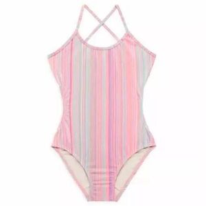 PQ Swim Ayah Cut Out Sparkle Multi Color One Piece Swimsuit size 8 NWT $80